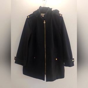 Michael Kors Black Wool Peacoat with Detachable Hood Size 3XL